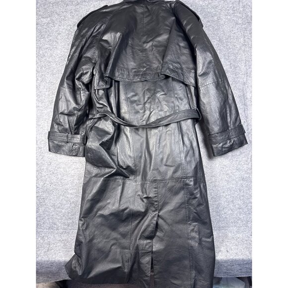 Phase 2 Coat XL Black Leather Jacket Metal Gothic Marilyn Manson Rain Trench - Picture 2 of 13